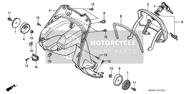 Honda SJ50 1996 Binnenste vak voor een 1996 Honda SJ50